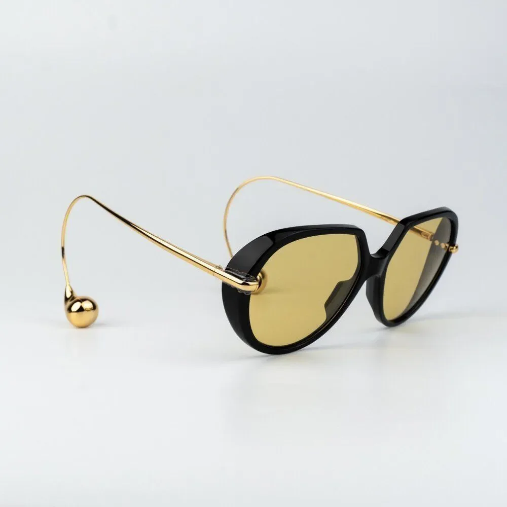 Bottega Veneta Men Sunglasses Black Gold Yellow BV1436S 001 BRAND NEW
